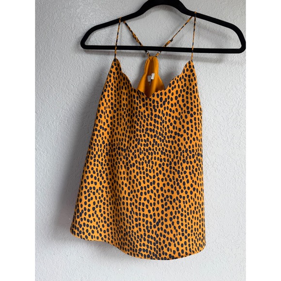 J.Crew Tops - J.Crew Womens Animal Print Scalloped Camisole Mustard Yellow Black Size 4